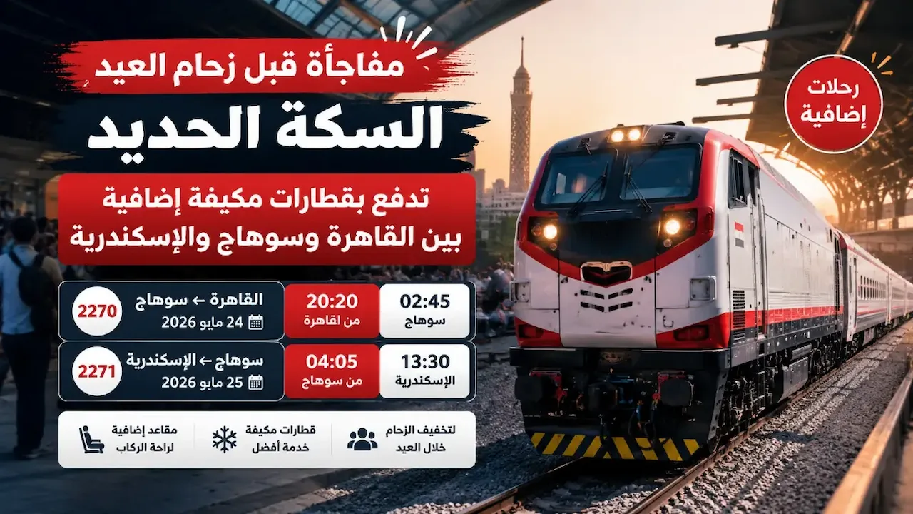 مفاجأة قبل زحام العيد.. السكة الحديد تدفع بقطارات مكيفة إضافية بين القاهرة وسوهاج والإسكندرية
